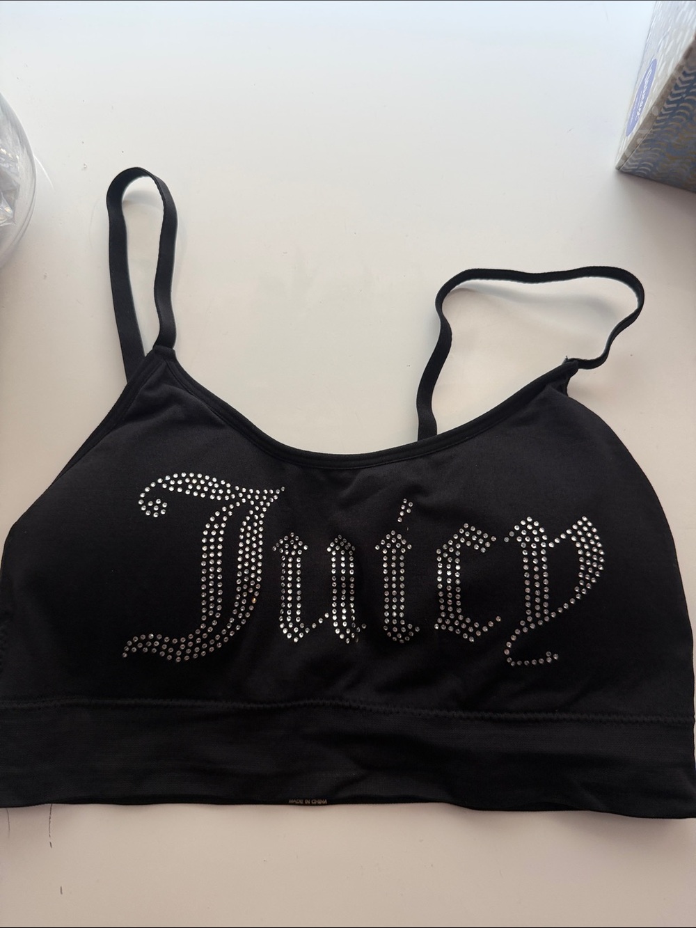 Juicy Couture Black Rhinestone sports bra
